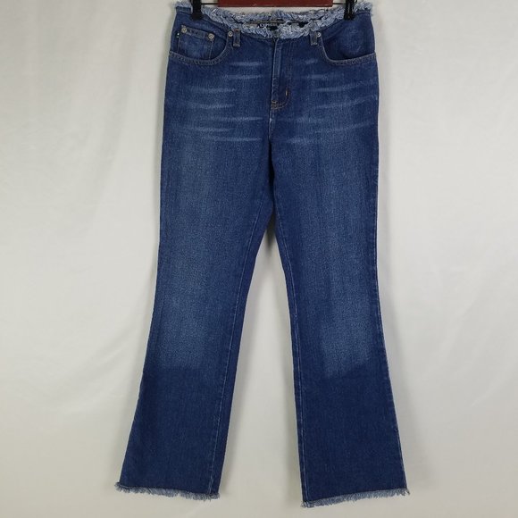 Express Jeans Juniors Size 5‎ Mid Rise Womens Flared Medium Wash Blue Denim - Picture 1 of 15